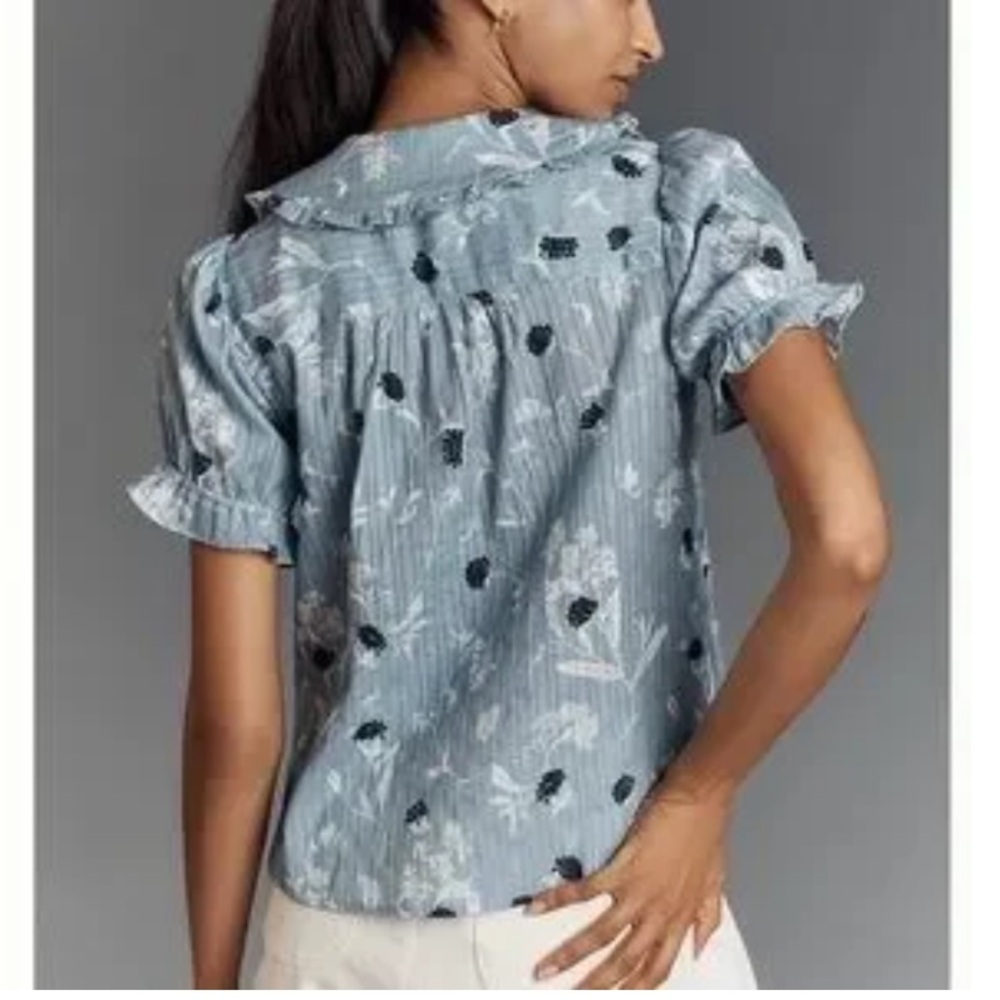 Pilcro Light Blue Floral Button-Down Shirt - Picture 2 of 12